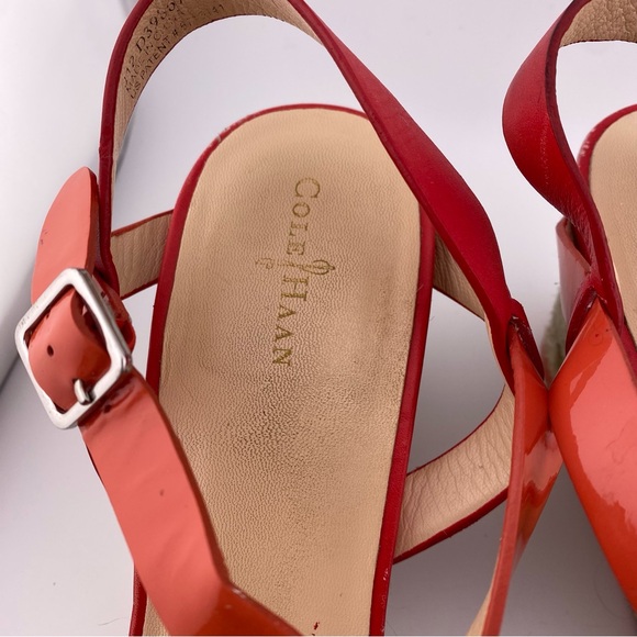 Cole Haan Elisabeth Wedge Nike Air Red Leather Sandals - Picture 5 of 15